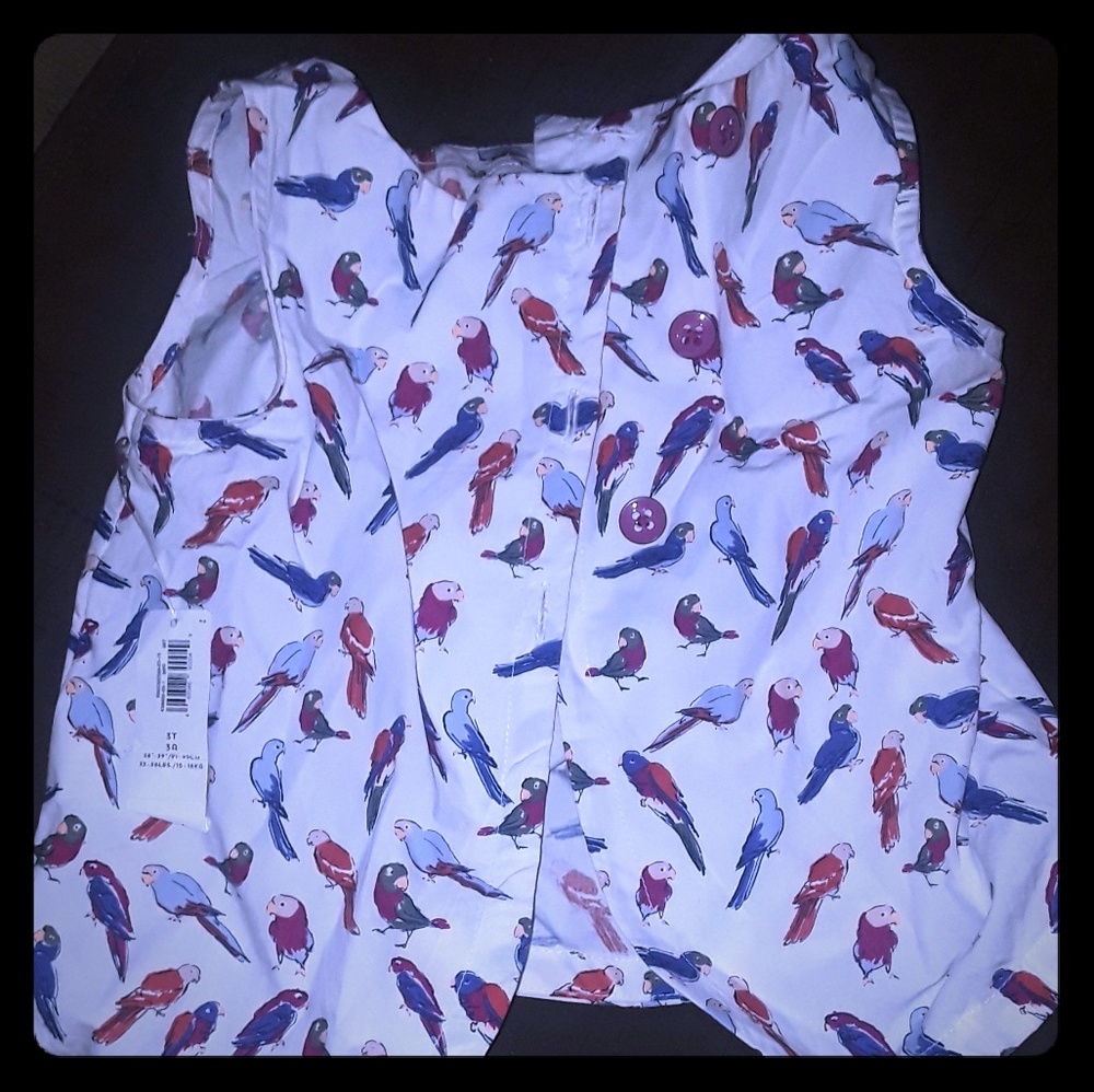 OLD NAVY Girls Sleeveless Birdy Button Up